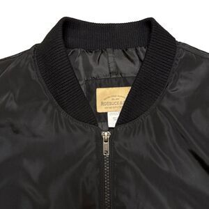 Sears Roebuck & Co Unisex Black Retro Shiny Zip Up Front Bomber Jacket Sz Large